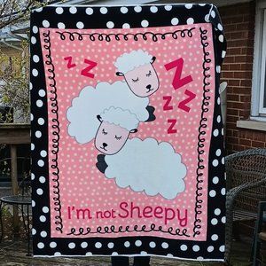 No Sew Anti-Pill Fleece 2 Layered Throw Blanket Kit 48" x 60" Polka Dots & Sheep